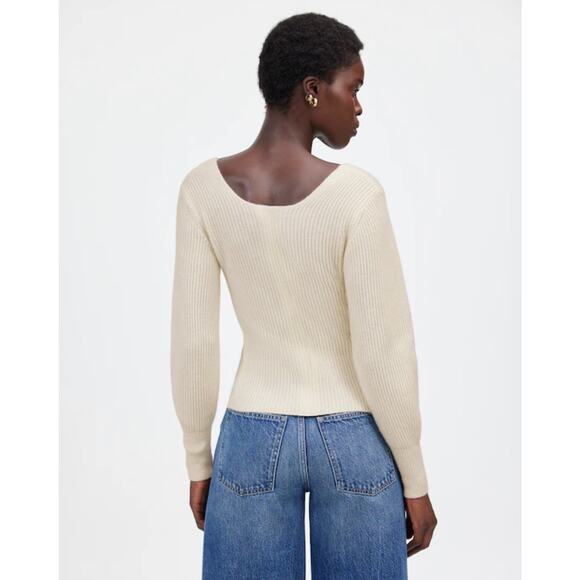 Madewell SoftWool Square Neck Pullover Sweater in cloud Size M - Picture 7 of 7